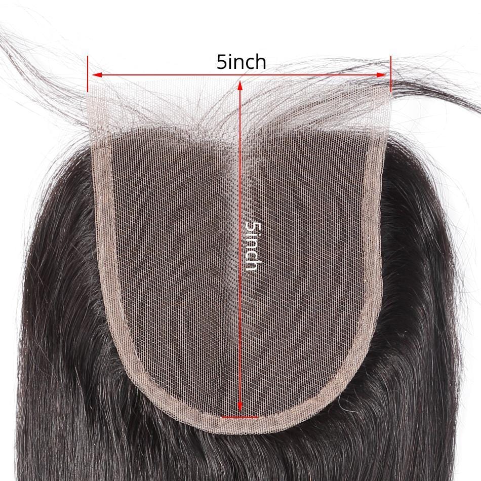 7A 3 Bundles Hair Weave Brazilian Hair With 5x5 Lace Closure Straight - wigirlhair