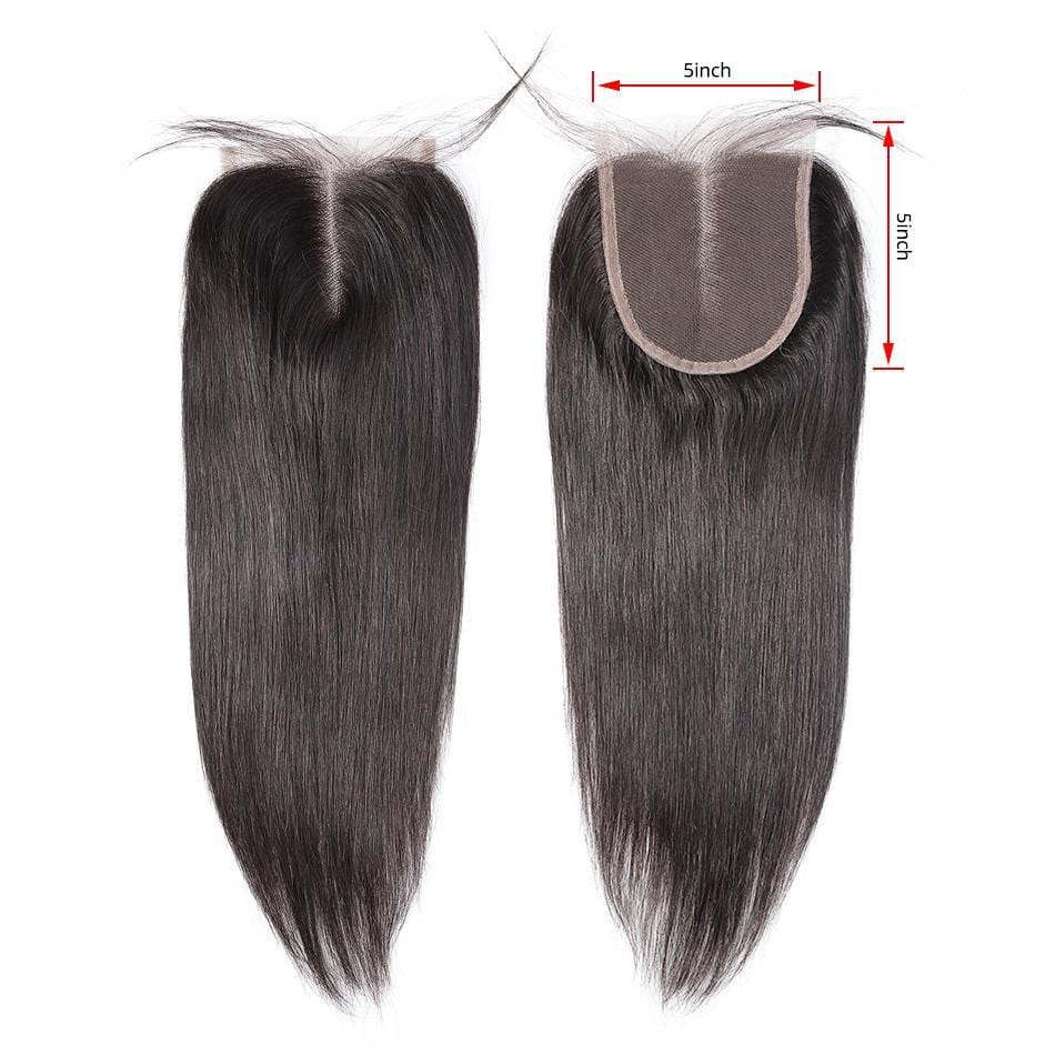 7A 3 Bundles Hair Weave Brazilian Hair With 5x5 Lace Closure Straight - wigirlhair