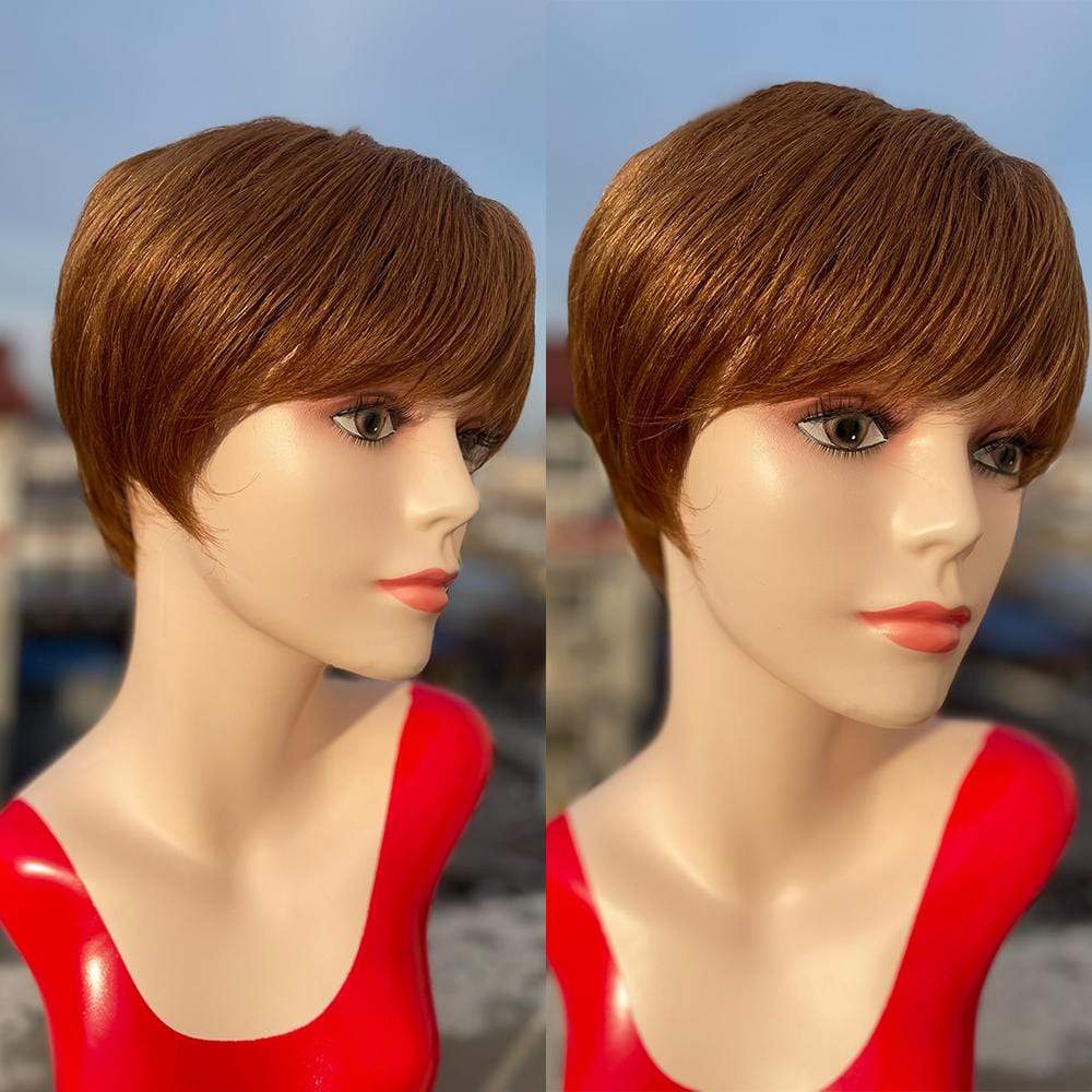 Short Bob Wig With Bangs Pixie Cut Brazilian Human Hair Wigs-wigirlhair