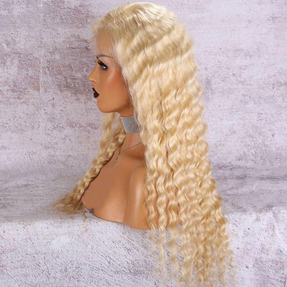 T Part #613 Deep Wave Blonde Hair Lace Front Wig Virgin Human Hair - wigirlhair