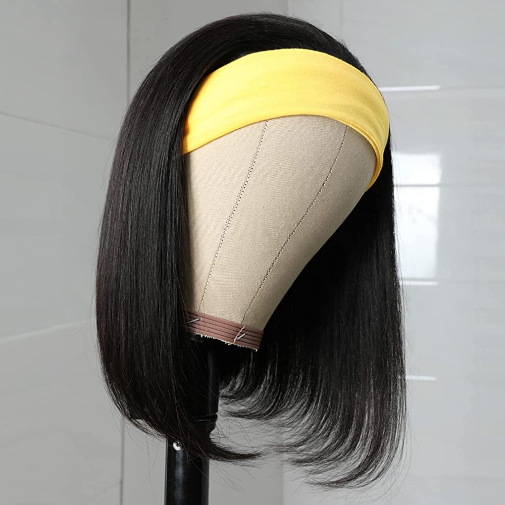 Throw On & Go | Headband Bob Wig Straight Virgin Human Hair(Get Free Headband)-wigirlhair
