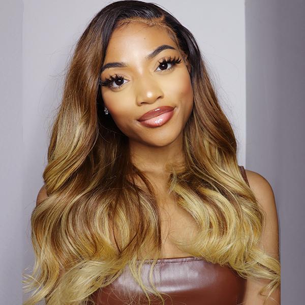 Ombre Honey Blonde Body Wave Lace Front Wig Virgin Human Hair - wigirlhair
